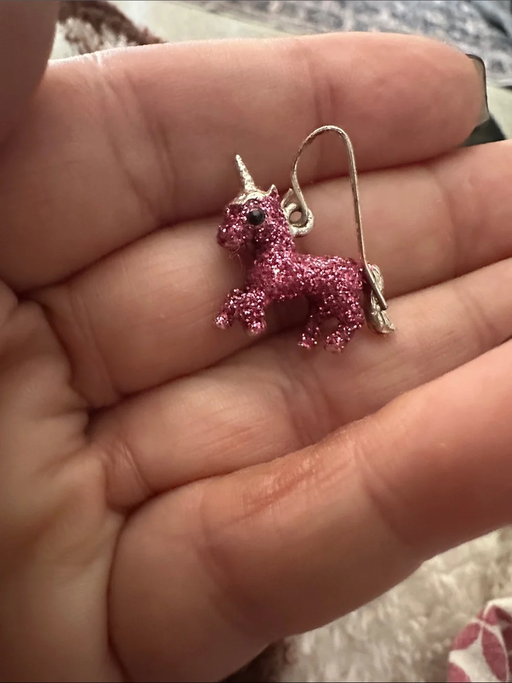 Sparkle Unicorn Necklace & Earrings Set - Pink Glitter